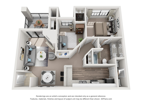 Floor plan for 2 beds, 1 bath, 841 sqft